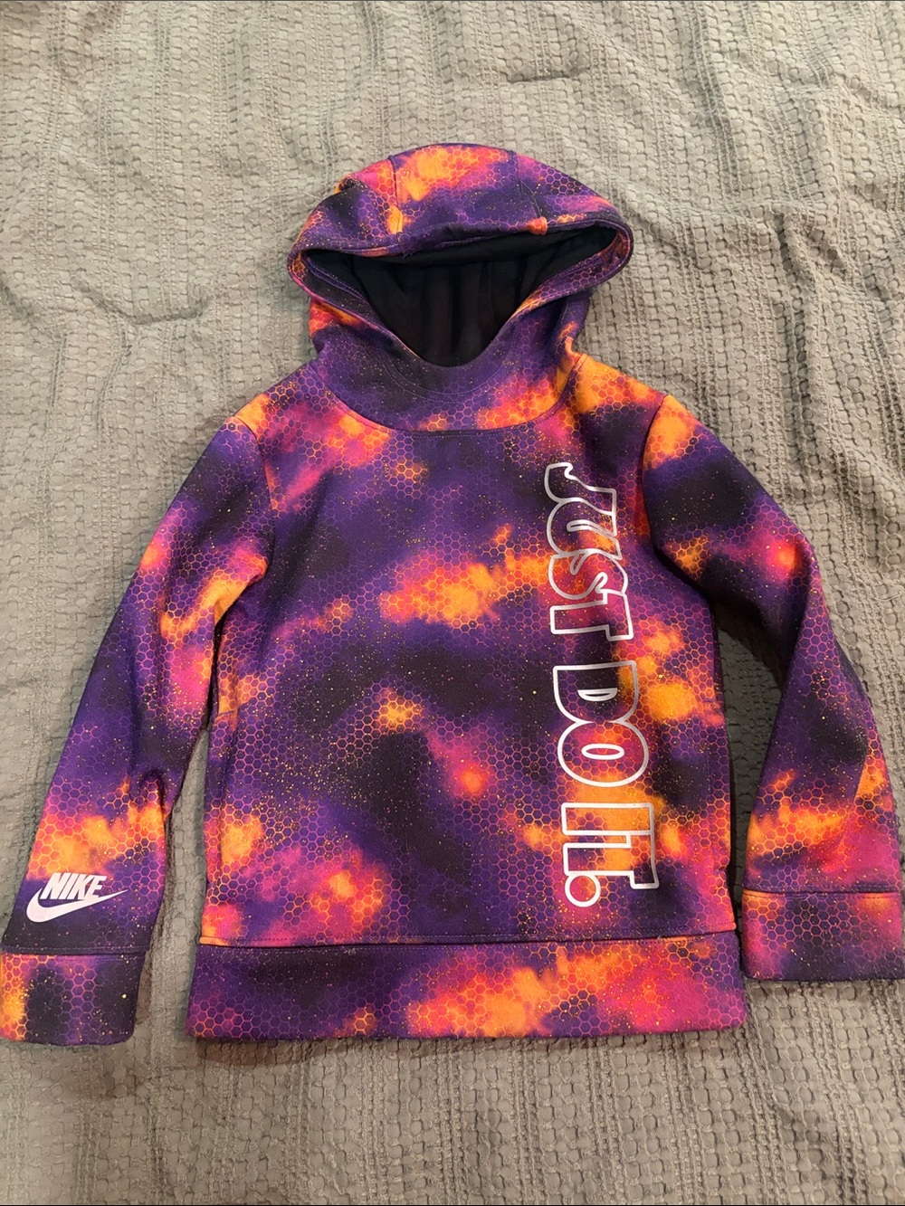 Nike Kids Purple & Orange Tie-Dye Hooded Pullover - Just Do It